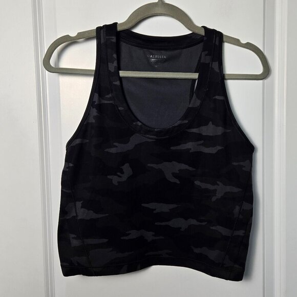 Athleta Shanti Camo Crop III Tank - M Black Camo - Picture 2 of 6